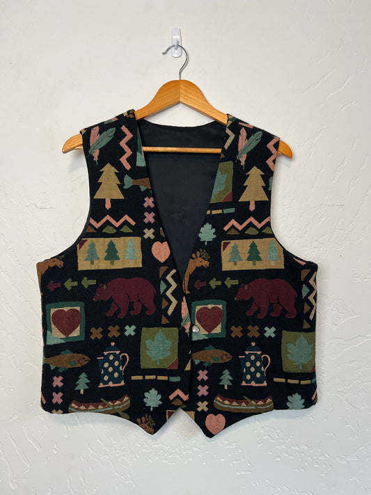 Vintage Wilderness Print Vest - Size M