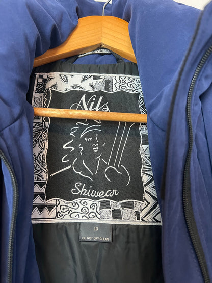 Nils Skiwear Royal Blue Ski Suit with Fur Collar - Size 10