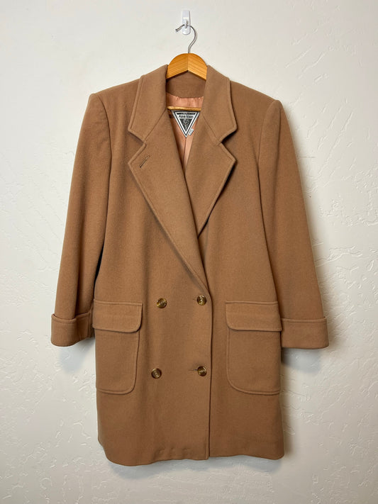 J. Percy for Marvin Richards Camel Double-Breasted Wool Coat - Size 8