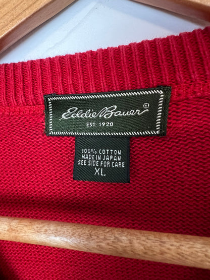 Eddie Bauer Red & Black Nordic Sweater - Size XL