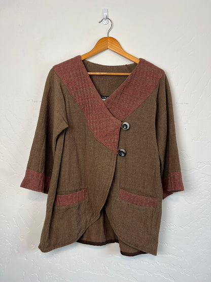 Tribe Hand Woven Cotton Wrap Jacket - S