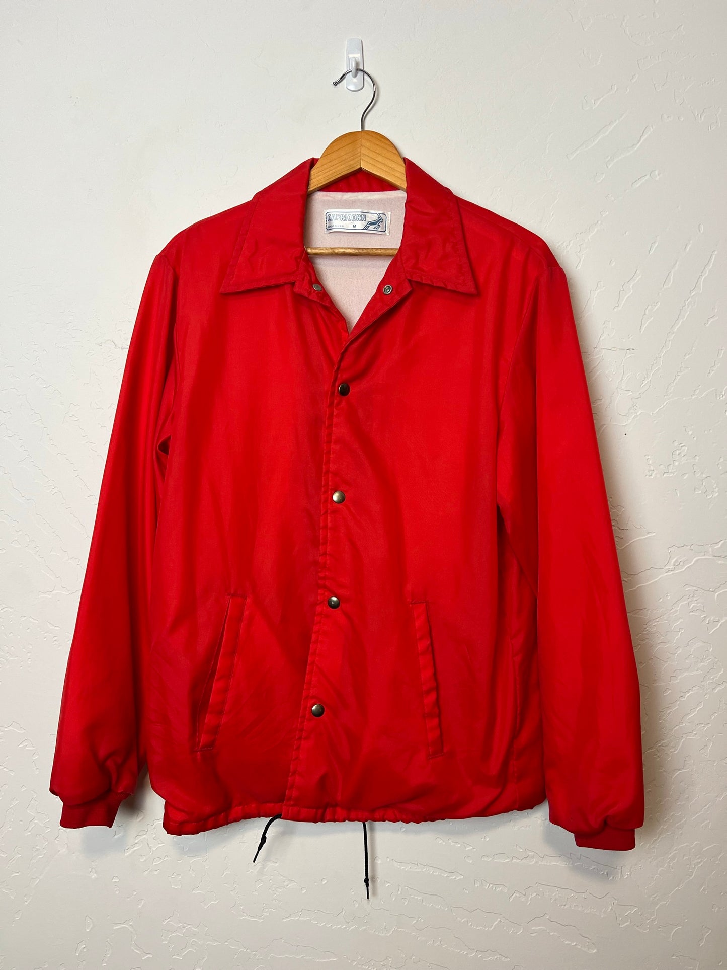 Red Nylon Windbreaker with Desert's Edge R.V. Park Print - Size M