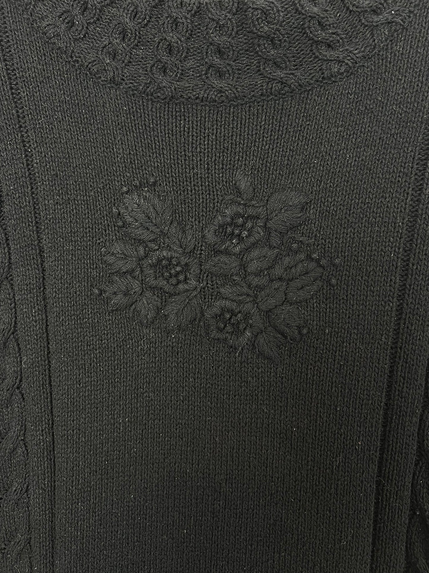 WinterSilks Silk-Cotton Cable Knit Sweater - M