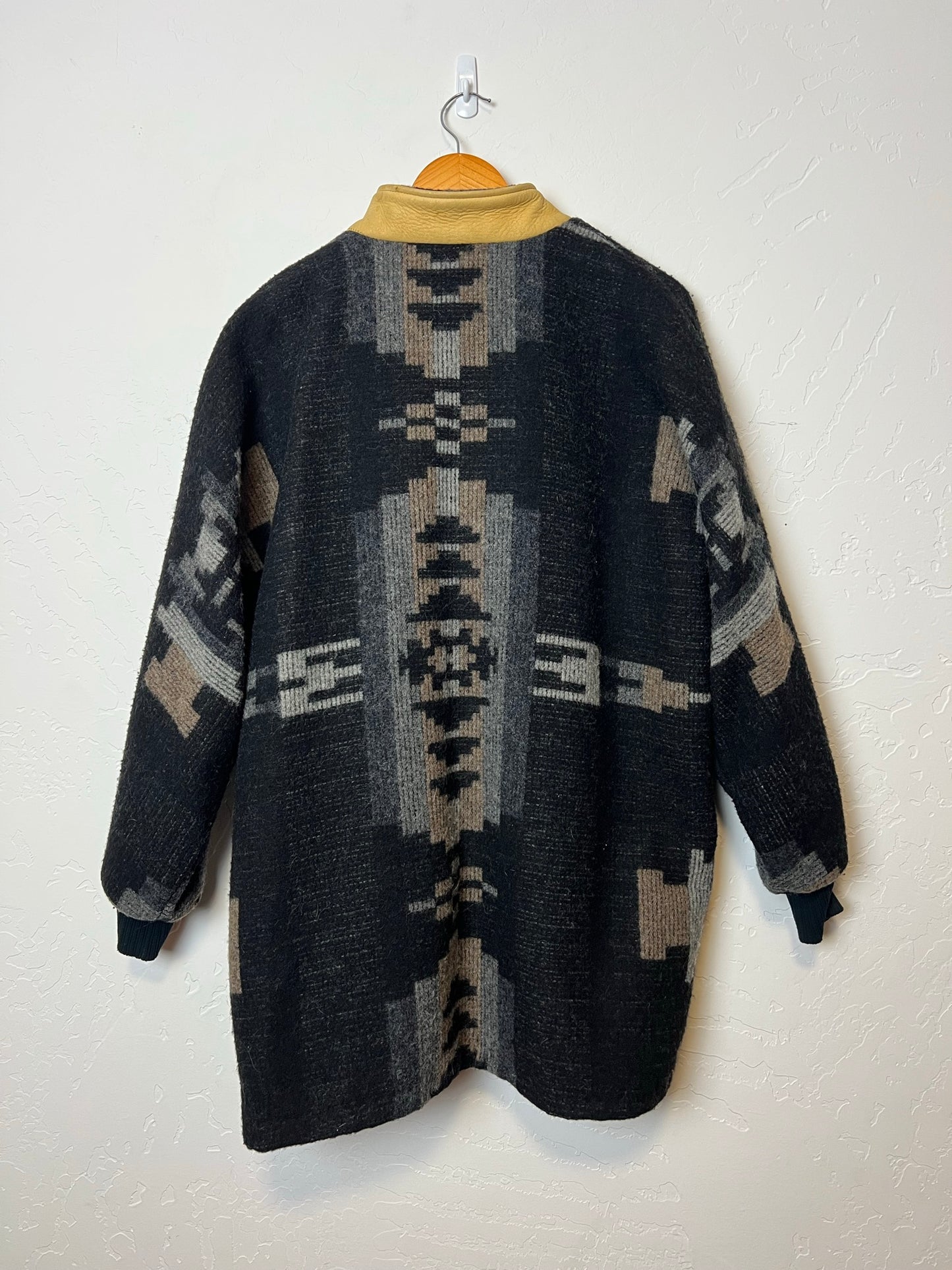 Montana Coat Co. Aztec Wool Blanket Jacket with Leather Trim - Size M