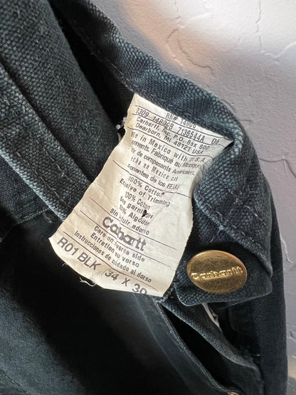 Carhartt Black Canvas Bib Overalls - Size 34 x 30