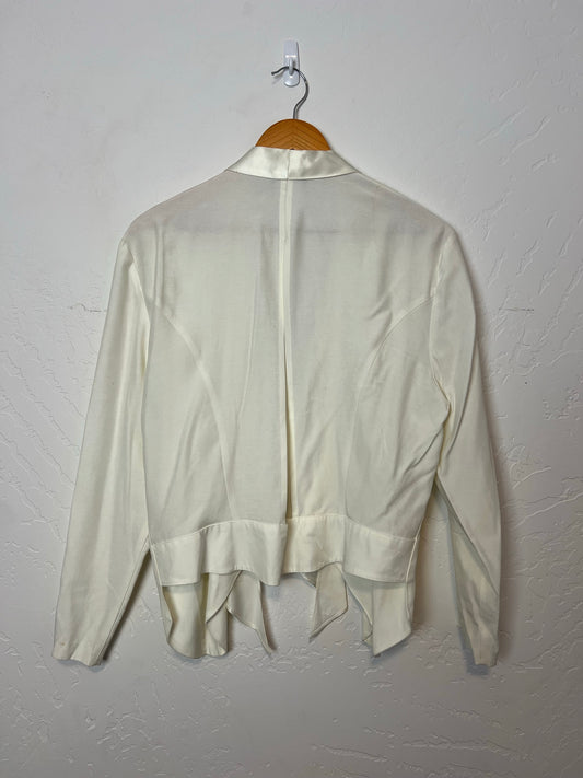 Nicola Rose Ivory Silk Wrap Blouse - Size 16