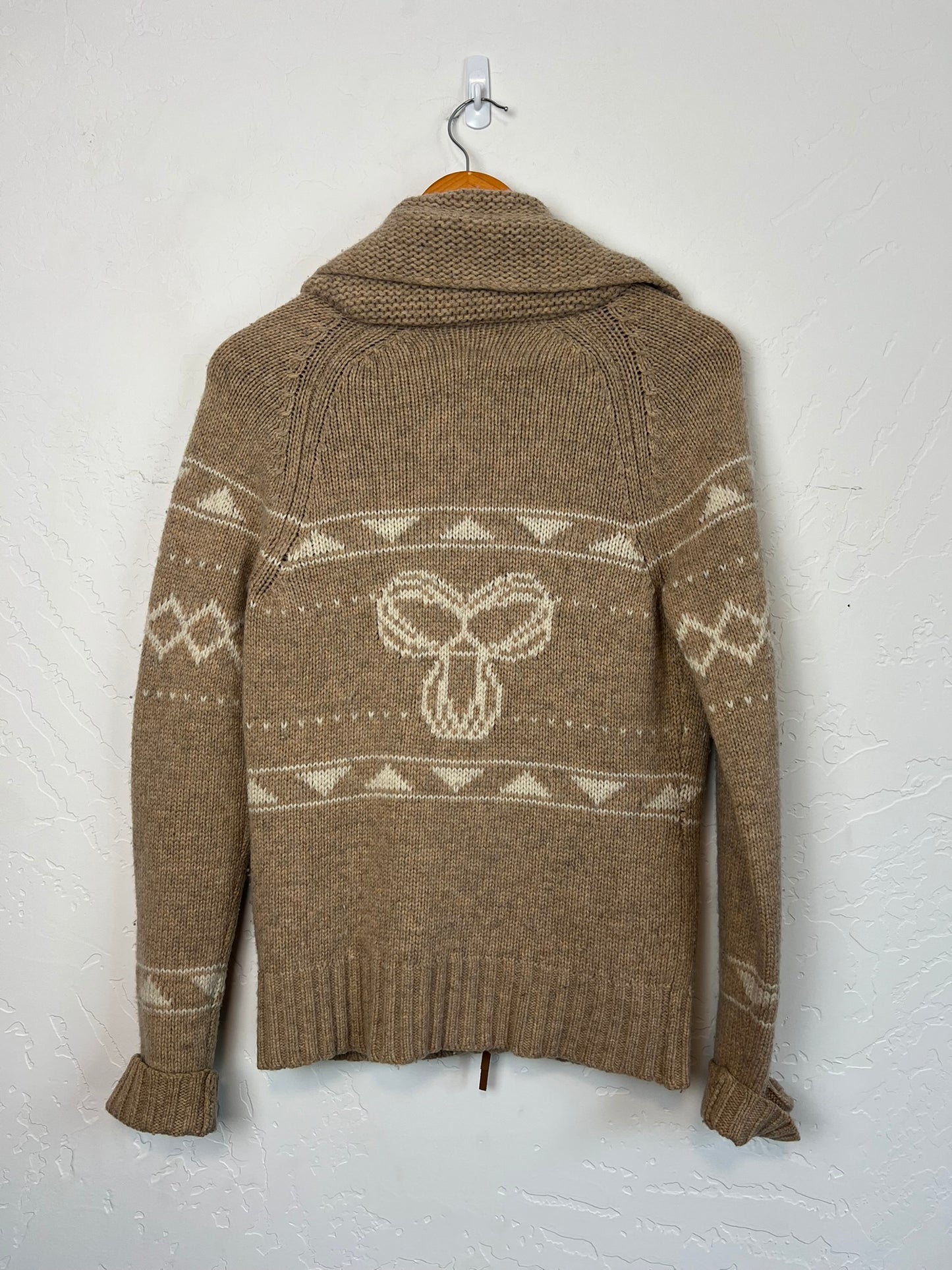 TNA Lambswool Cowichan Zip Cardigan - S