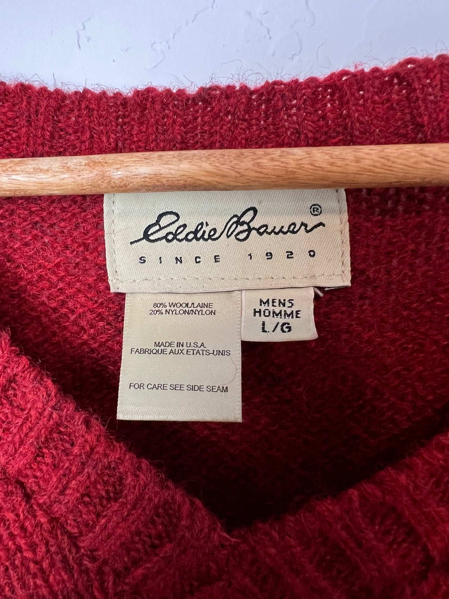 Eddie Bauer Wool V-Neck Sweater Southwest Pattern - L