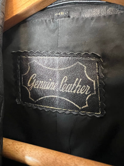 1970s Black Leather Safari Coat - M