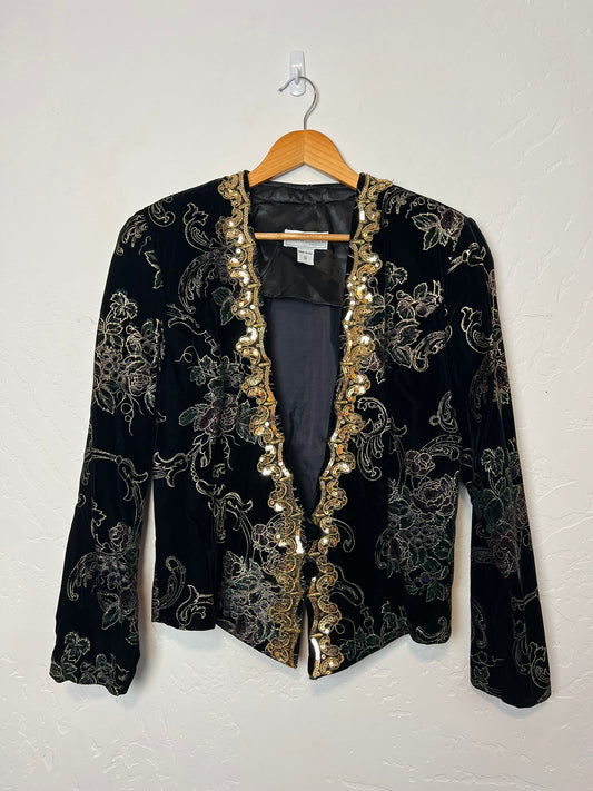 Scott McClintock Velvet Embroidered Evening Blazer - Size 16
