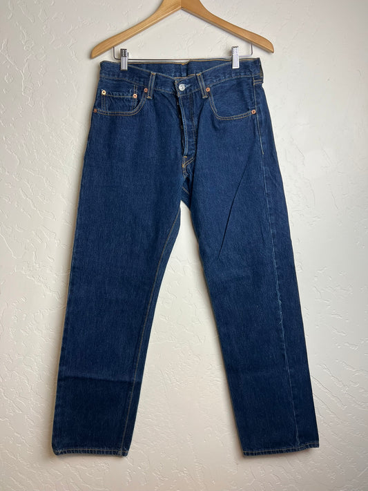 Levi's 501 Dark Indigo Button Fly Jeans USA - W33 L32