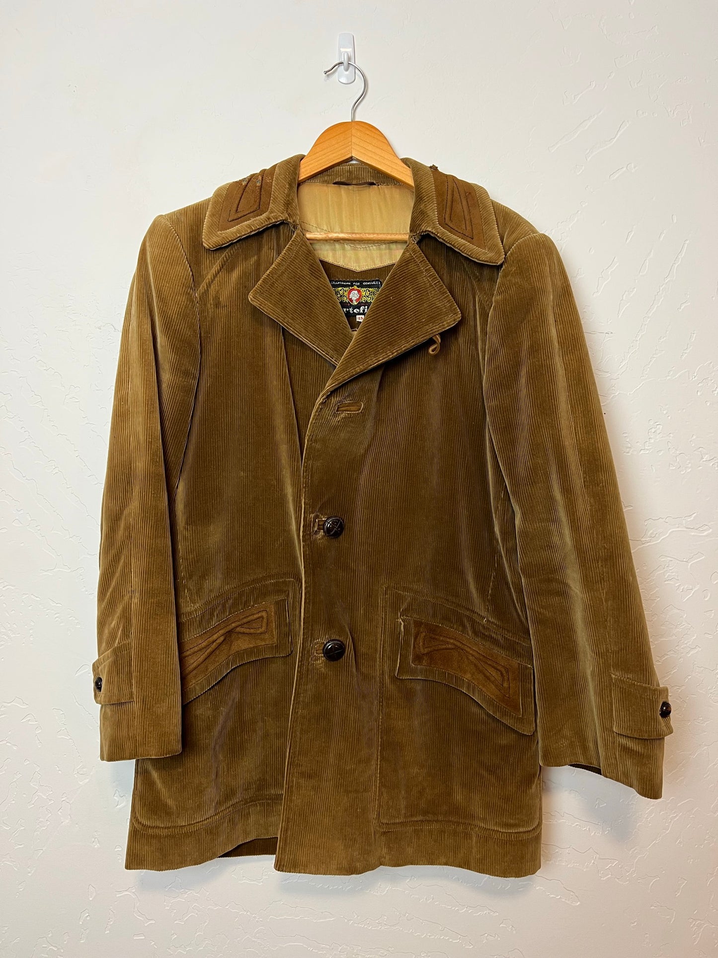 Cortefiel Spanish Corduroy Jacket with Leather Trim - Size 38