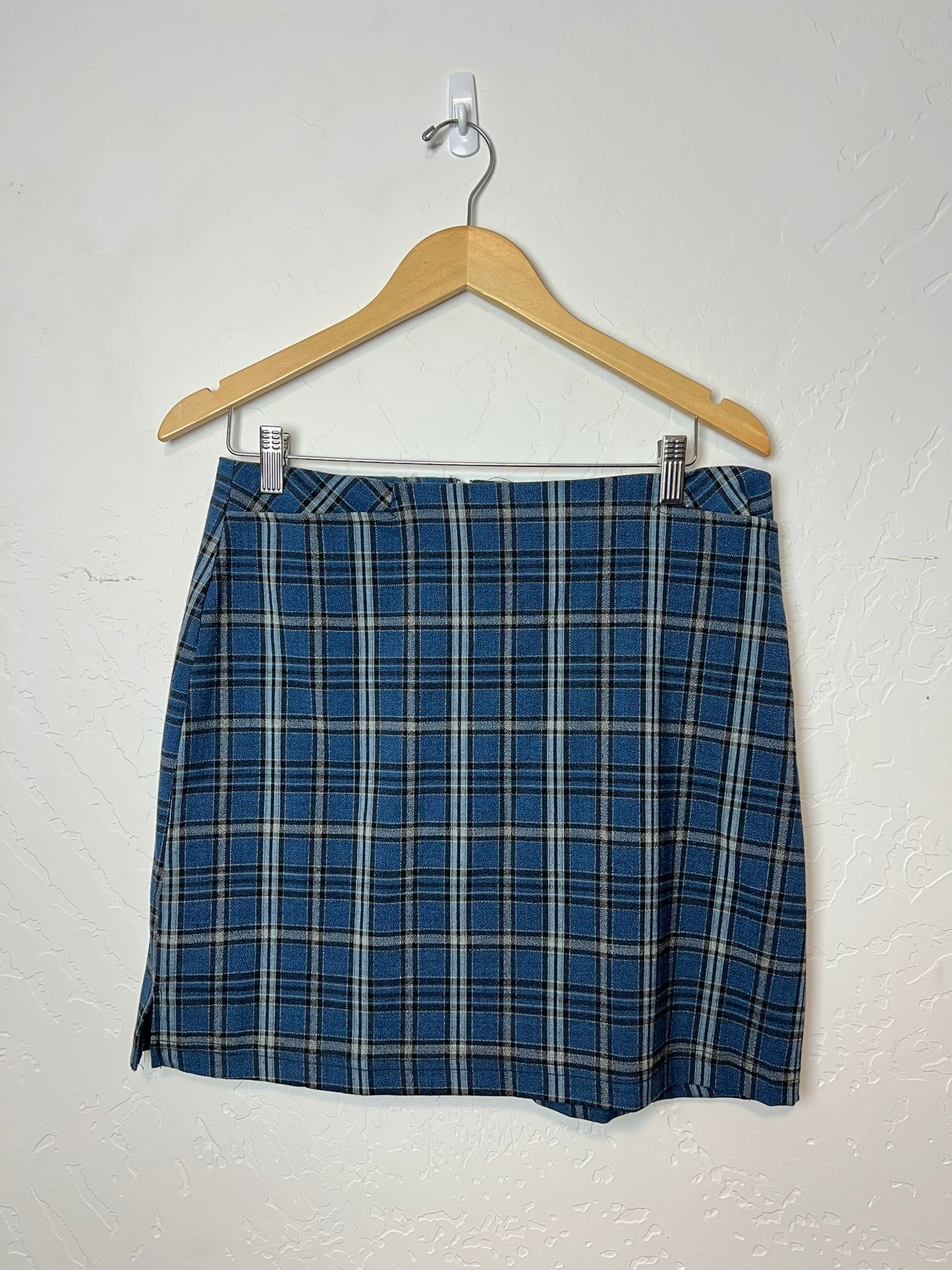 tangents Blue Plaid Mini Skirt - M