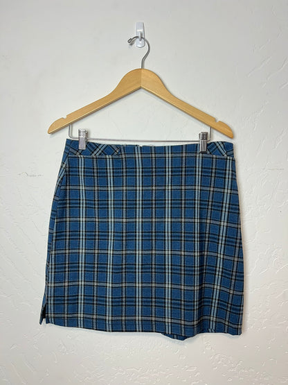 tangents Blue Plaid Mini Skirt - M