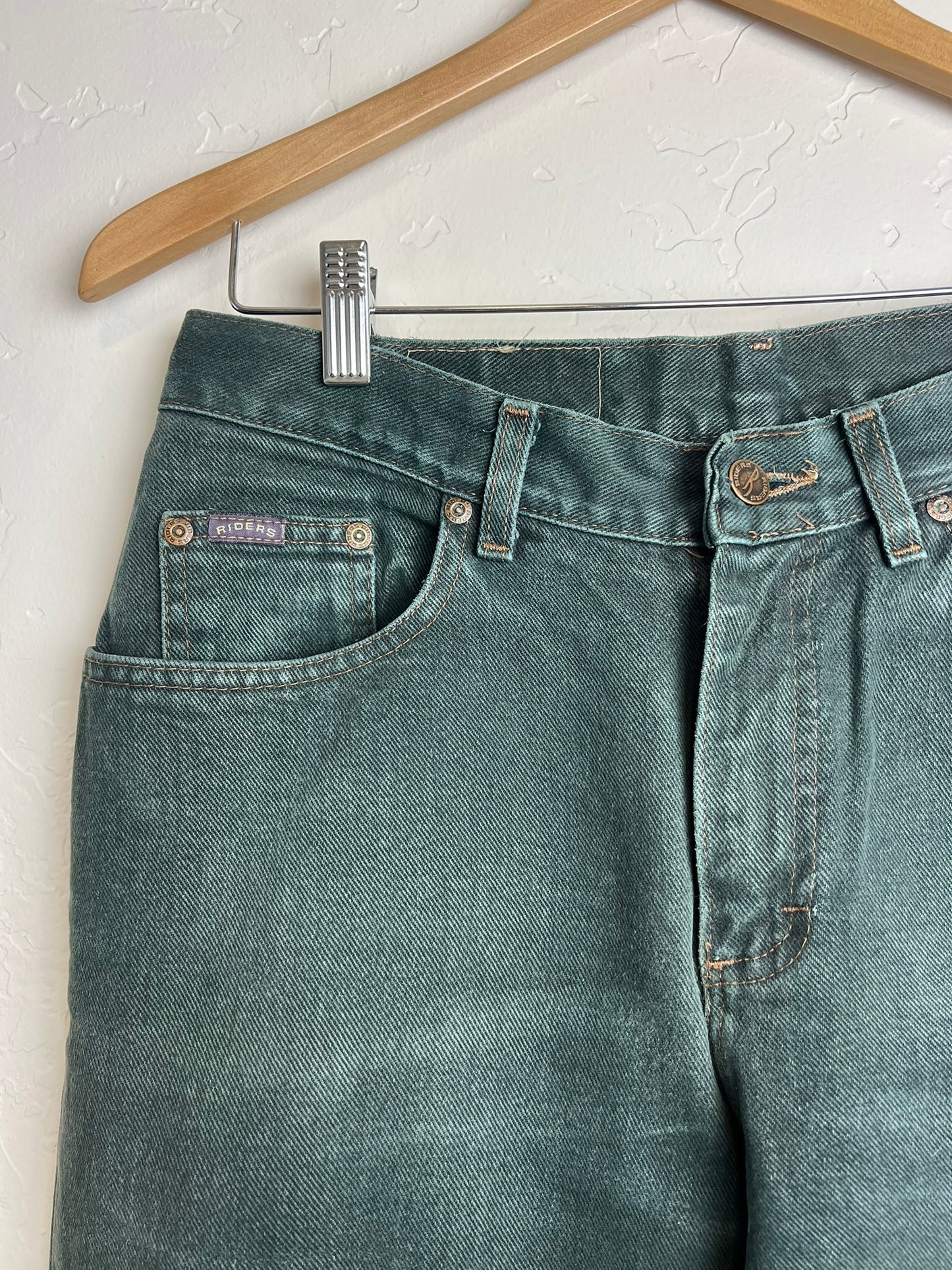 Riders Faded Green High-Waist Denim - 30