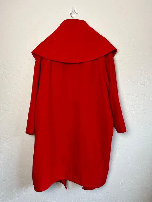 Claude Montana Red Wool Coat - Size 44/M