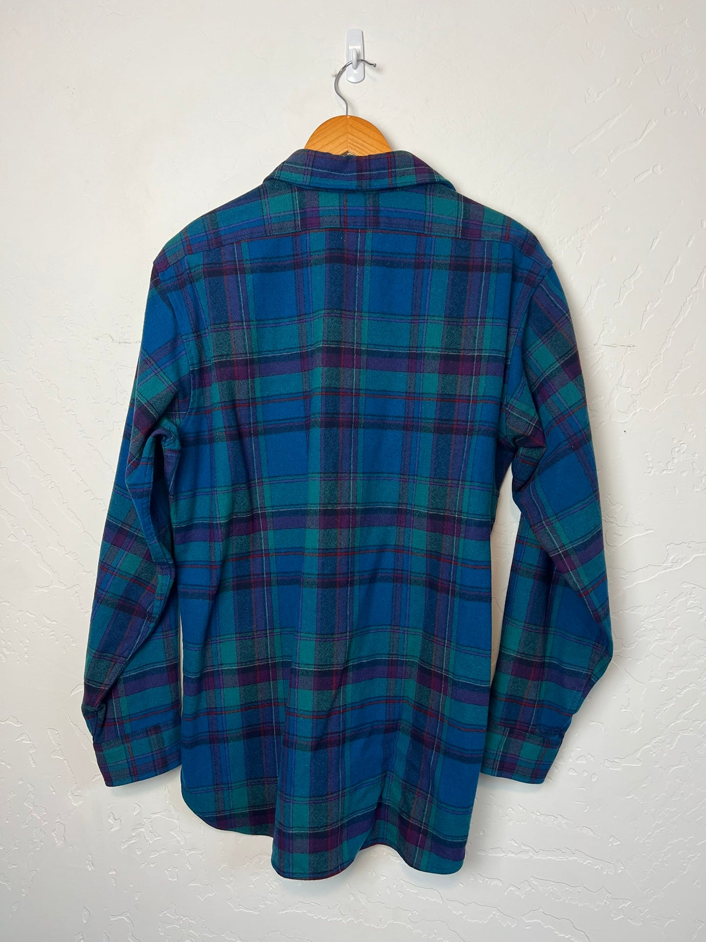Pendleton Virgin Wool Flannel in Ocean Blue and Teal Plaid - L