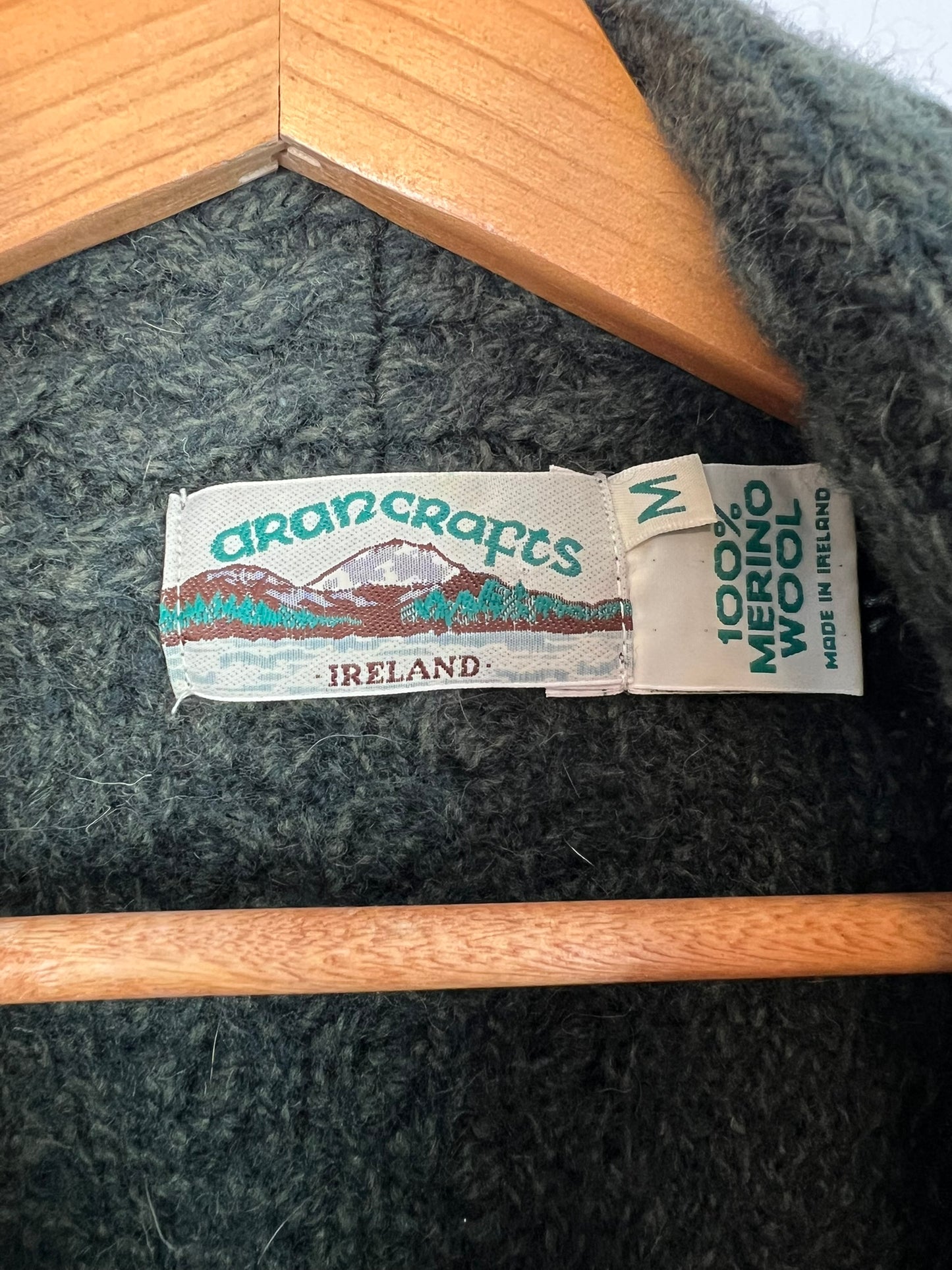 Aran Crafts Merino Wool Cable Knit Cardigan - M