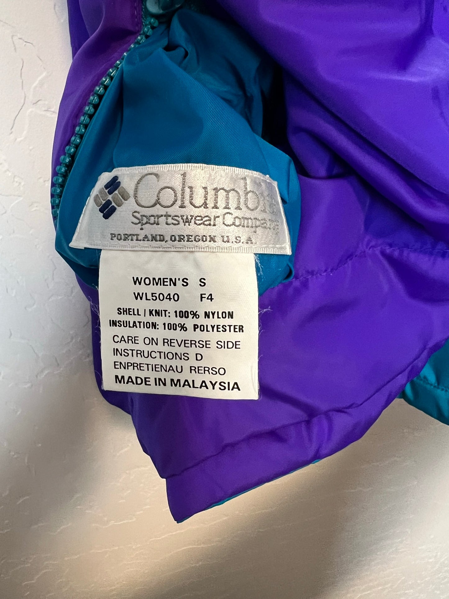 Columbia Sportswear Purple & Teal Color-Block Ski Jacket - Size S