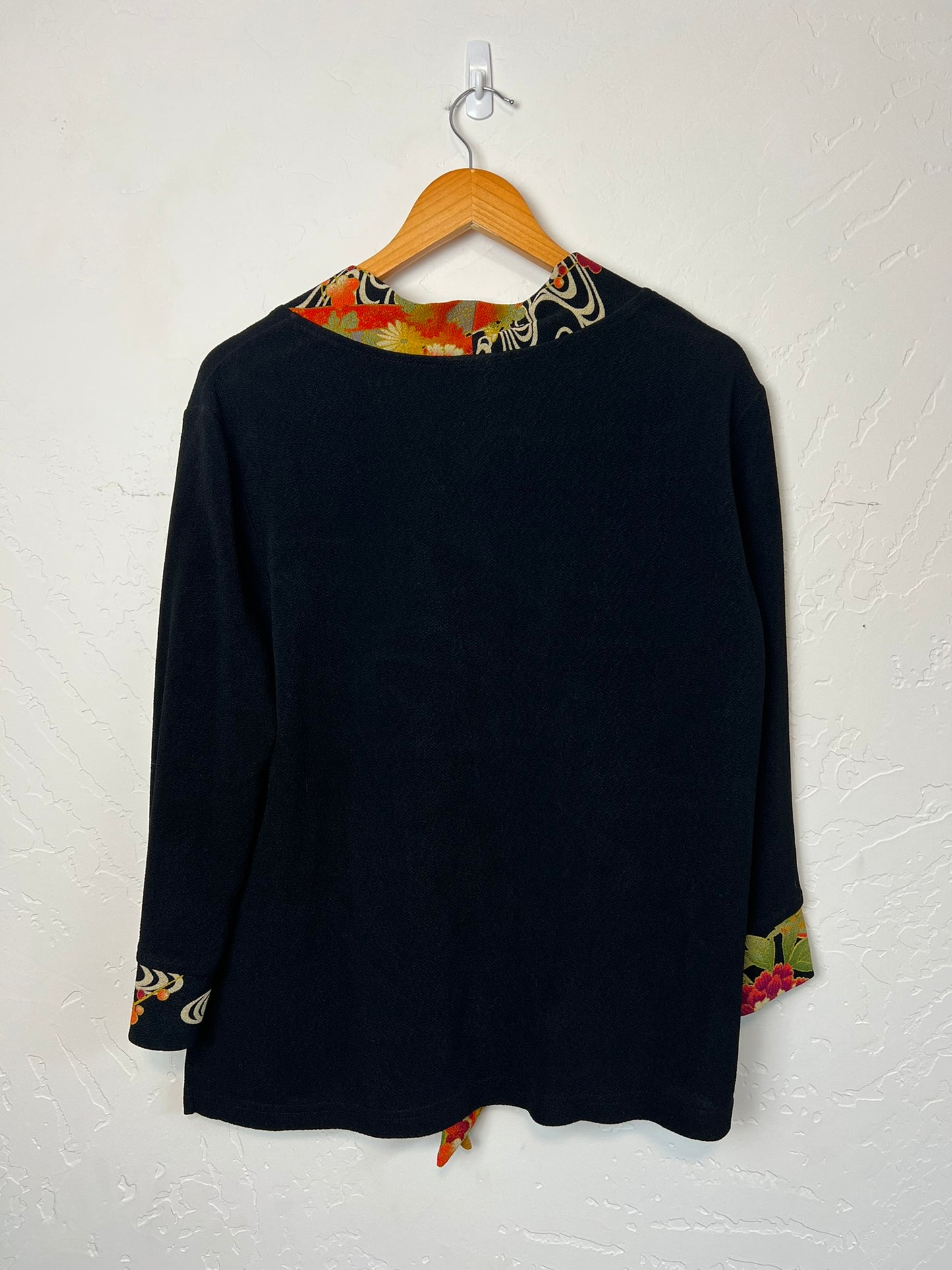 Soft Surroundings Japanese Floral Trim Knit Jacket - L