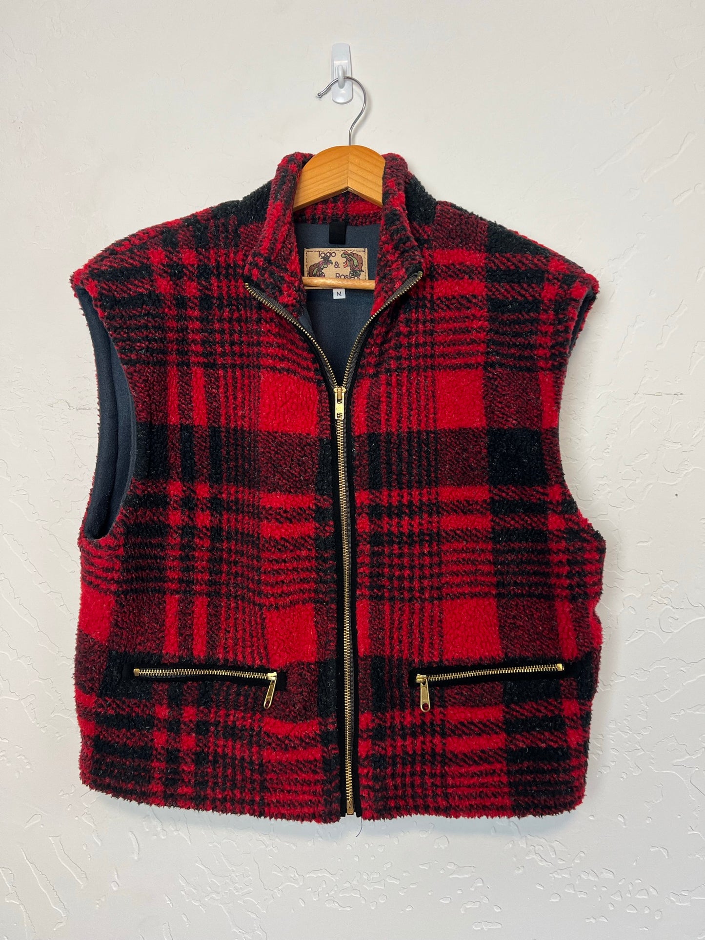 Topo & Rosie's Buffalo Plaid Fleece Vest - L
