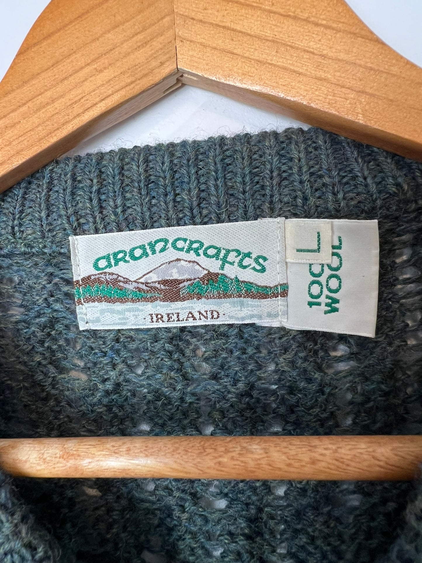 Aran Crafts Ireland Cable Knit Fisherman Sweater - L